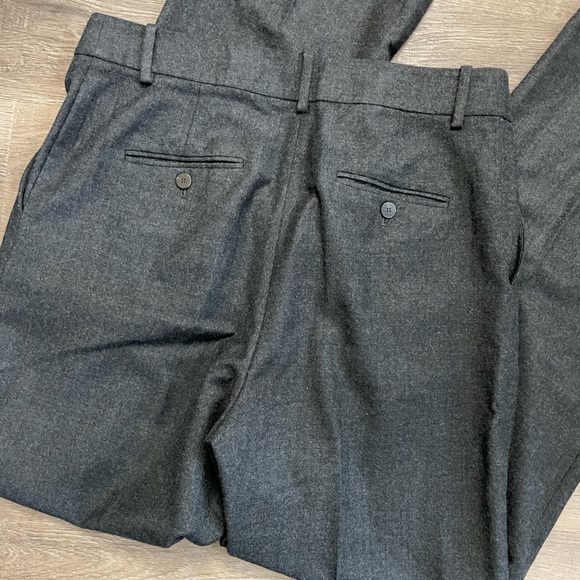 Theory Wide Leg Charcoal Gray Flannel High Waisted Pleat Trouser Pants Size 8 - Picture 5 of 12